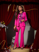 Lewa Hollow Collarless Blazer Set In Hot Pink